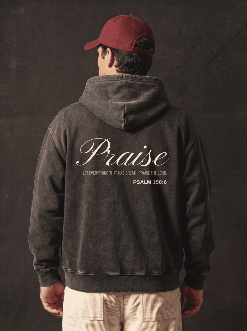 "Praise" - Snow Wash Fleece Oversize Hoodie