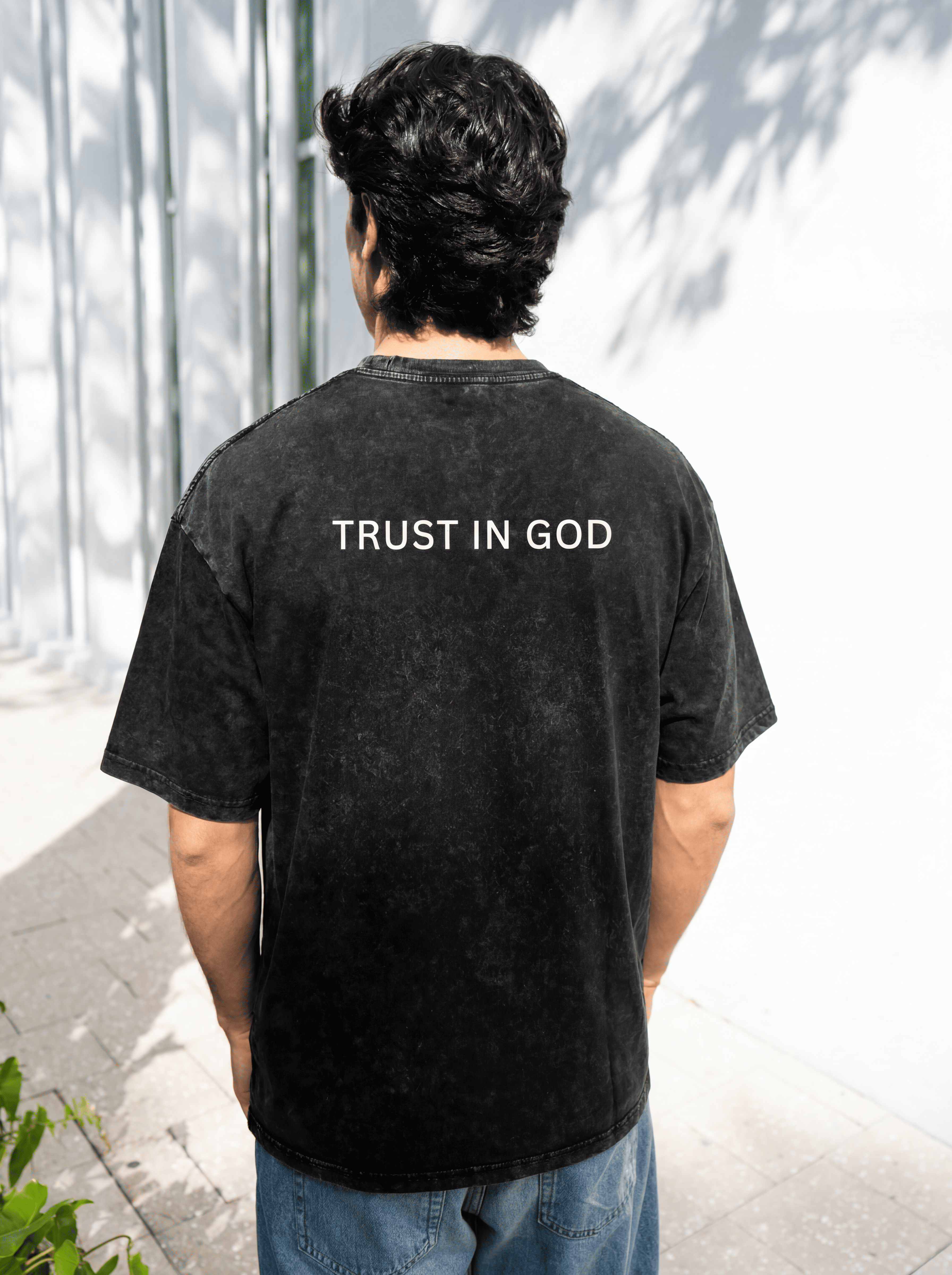 Trust In God Snow Washed Oversized Tee